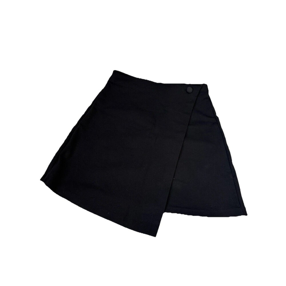 Juniors' SO Skirt Size XS Black Mini High Rise Ponte Faux Asymmetrical Wrap